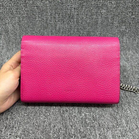 GUCCI GG Marmont Chain Wallet Pink Leather Shoulder Bag 699-070825 - Picture 3 of 15